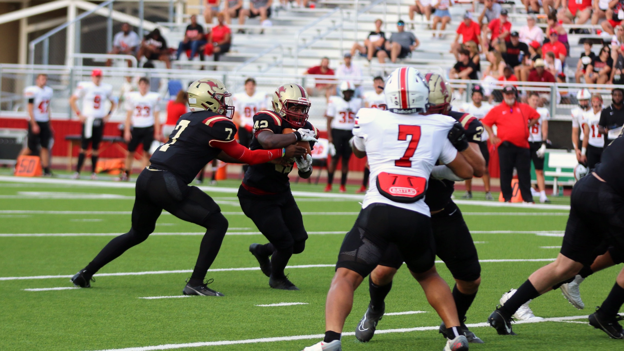 ac football zyan stewart and jaylon talton in action